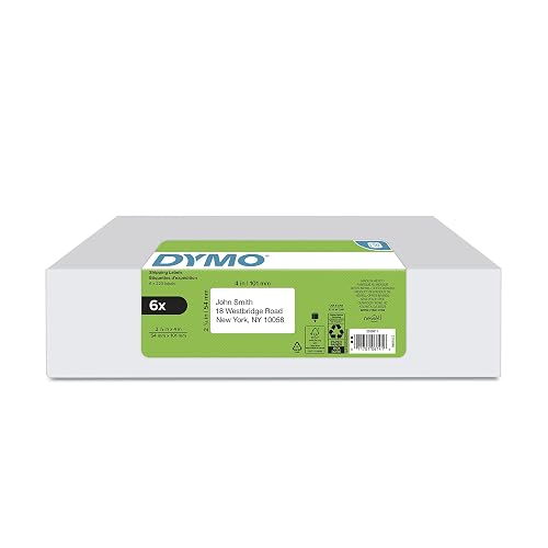 DYMO Authentic LW Standard Shipping Labels for LabelWriter Label Printers, White, 2-1/8" x 4", 6 Rolls of 220 (1320 Total)