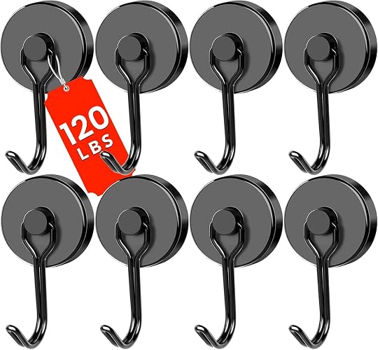 DIYMAG Magnetic Hooks,120LBS Heavy Duty 8 Pack 2026 Cruise Ship Essentials | Strong Magnets hook for Hanging Refrigerator Home Kitchen Office Grills Classroom