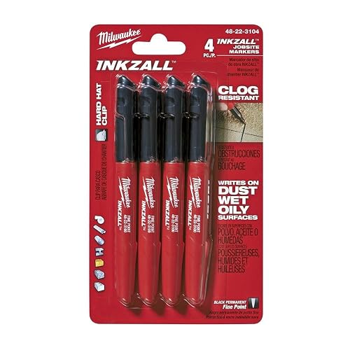 Milwaukee 48-22-3104 Inkzall Point Marker, Fine, Black, 4-Pack