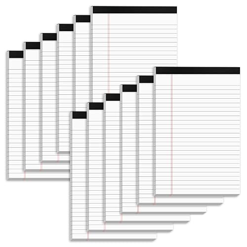 Nichela 5" x 8" Note Pads 12 Pack of Legal Pads 30 Sheets Notepad College Ruled Small Writing Pads Perforated Pages Paper Pads 80GSM Heavyweight Paper Note Pads for Home, Office, or School