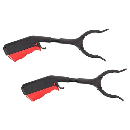 2pcs Iron Garbage Clamp Portable Trash Picker for Home Cleaning | Black Iron and Plastic Build, Ergonomic Grip, Outdoor Use, Non Skid Handling, Suitable for Elderly
