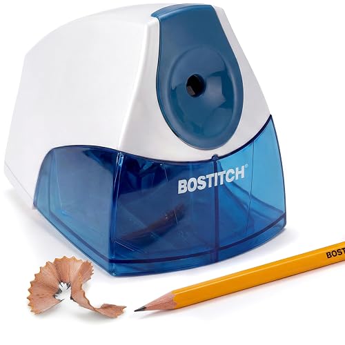 Bostitch Electric Pencil Sharpener for Classroom and Desk, Stall Free, Blue | Heavy-Duty Stall-Free Motor, High-Capacity Shavings Tray, and Long-Lasting Cutting Blade. For Home, School, or Work