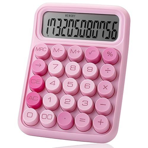 Mr. Pen- Mechanical Switch Calculator, 12 Digit Large LCD Display, Pink | With Big Buttons, Mechanical Switch Calculator for Home, School, Office