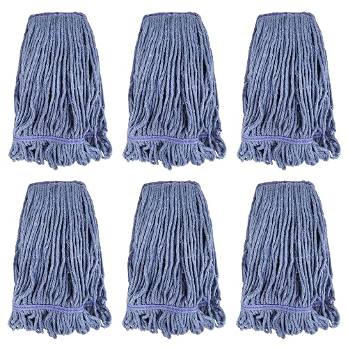 Commercial Heavy Duty Mop Heads Replacement: 6 Packs Industrial Wet Mop Head for Floor Cleaning - Commercial Products Looped End String Head Refills