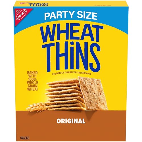 WHEAT THINS Original Snacks, Whole Grain Wheat Crackers, Party Size, 20 oz | Snack Crackers, Baked With 100% Whole Grain Wheat, 21g Whole Grain Per 31g Serving