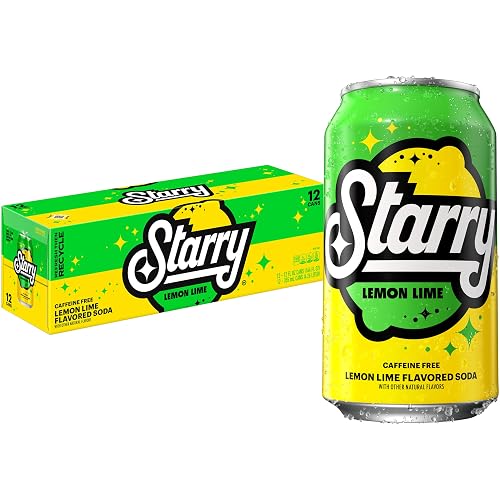 Starry Lemon Lime Soda Pop, 12 Fl Oz Cans (Pack of 12) | Caffeine Free