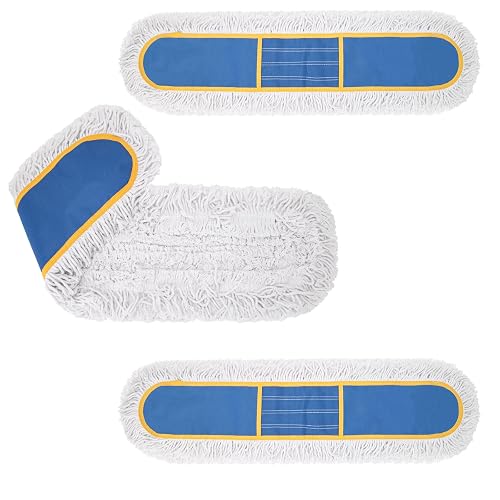 KeFanta 24" Commercial Dust Mop Replacement Heads,3 Pack Reusable Pads | Industrial Washable Cotton Dust Mop Refill for Floor Cleaning & Janitorial Supplies,Only Compatible with Kefanta Dust Mops
