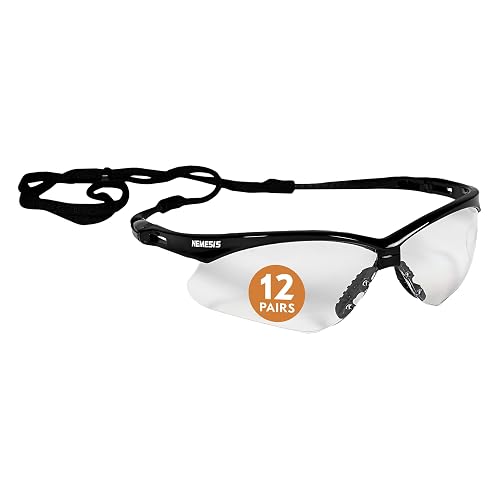 KleenGuard™ V30 Nemesis™ Safety Glasses (25679), with KleenVision™ Anti-Fog Coating, Clear Lenses, Black Frame, Unisex for Men and Women (Qty 12)