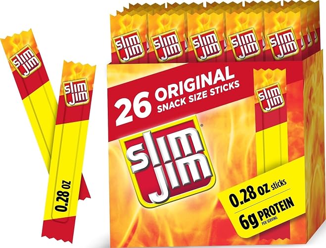 Slim Jim Smoked Jerky Snack Sticks, Original Flavor, 0.28 oz., 26-ct