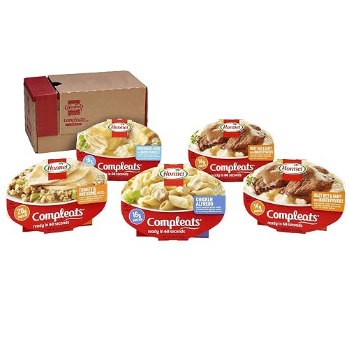 HORMEL COMPLEATS Protein Variety Pack (Pack of 5), 7.5 oz Microwave Tray | Heat and Eat, Microwave Meals, Prepared Foods