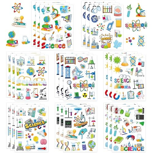 312PCS Science Stickers for Kids, Self-Adhesive Chemical Physical Biological Sticker Science Lab Stickers for Scrapbook Water Bottles Laptop Envelope Gift Wrap Decor