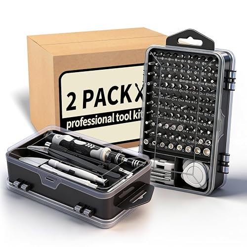 2-Pack Precision Screwdriver Set: 122 Magnetic Bits Electronics Repair Kit for Office Equipment Maintenance - Laptop, Computer & Peripherals, Bulk Supply for Repair Store, IT Departments, Business Use