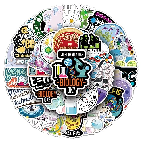50 Pcs Funny Science Lab Stickers, Waterproof Vinyl Biology & Chemistry Decals, Science Stickers for Students & Lab Lovers, Ideal for Classroom Laptops Luggage