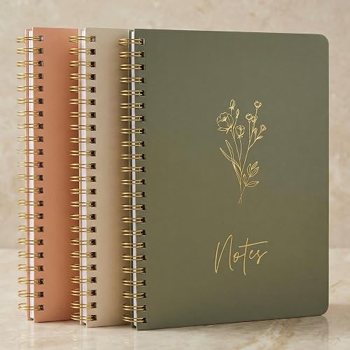 Aesthetic Spiral Notebook Set of 3 For Women - Cute College Ruled Journals | 8x6 Journal Notebook with Large Pockets and Lined Pages - Perfect Supplies to Stay Organized at Work or School