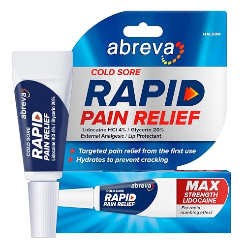 Abreva Cold Sore Treatment Rapid Pain Relief Cream with Lidocaine, 3 g Tube | Clear Gel Formula, Shortens Duration of Tingling, Pain, Burning and Itching, External Analgesic, Lip Protectant