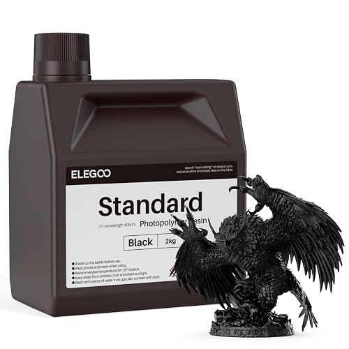 ELEGOO Standard 3D Printer Resin Pure Black 2000g | 405nm LCD UV-Curing Photopolymer Resina for Mars Saturn Jupiter MSLA DLP LCD 3D Printing