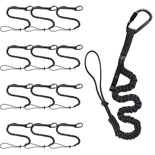 TRSMIMA Safety Tether Lanyard Tool - Strap for Hand Tools 12 Pack | Safety Tool Leash Shock Absorbing Strap Lock Carabiner Roofing Work for Window Cleaners Roofers