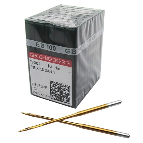 GROZ-BECKERT Needle in CKPSMS Clear Plastic Box - 100PCS Groz Beckert DBXK5 SAN1 GEBEDUR Titanium Coated Industrial Embroidery Machine Needles (Size 90/14)