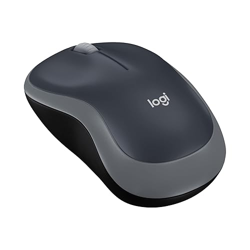 Logitech M185 Compact Ambidextrous 2.4 GHz Wireless Mouse - Swift Grey | Ambidextrous mouse with 2.4 GHz USB-A Nano Receiver, Optical Tracking, 12-Months Battery Life, PC, Mac, Laptop compatible