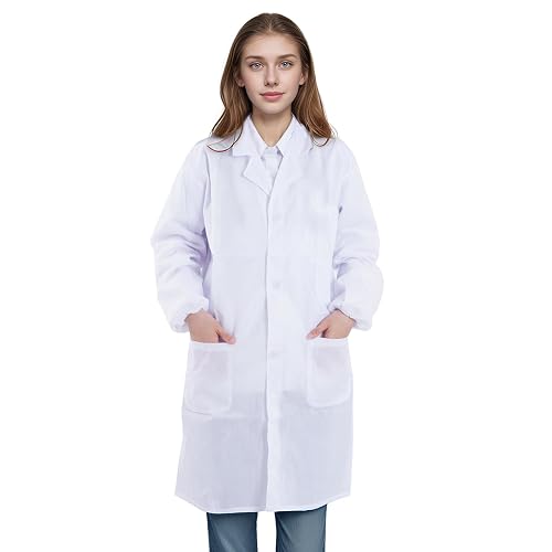 mifengda Scientist Doctor Costume Lab Coat Women Men Halloween White Long Sleeve Lab Coat Unisex Adult Nurse Costume Lab Coat