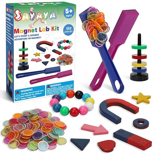 SAYAYA 122 PCS Magnetic Science Kit for Kids - Magnetic Balls, Bingo Wands with Chips, STEM Learning Set Magnet Toys for Classroom, Back to School Supplies, Educational Activities Gift for Boys Girls