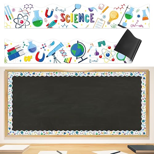 Capoda 24 Pcs Magnetic Science Bulletin Board Border Science Lab Classroom Decoration 11.8 x 2 Inch Scientific Lab Borders White Magnet Decor Trim for Back to School Classroom Scientist Supplies Decor