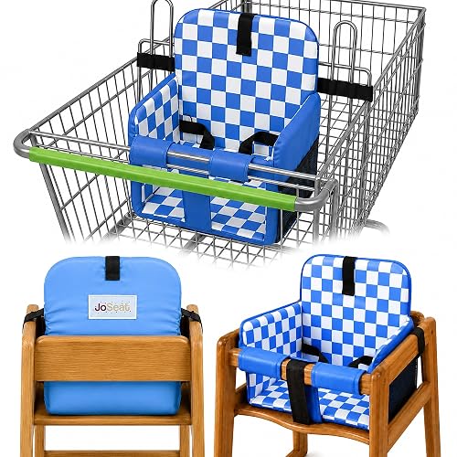 JoSeat Shopping Cart Seat Cover for Baby, Blue Checkered | High Chair & Grocery Cart Seat Protector, Machine Washable Reusable Cart Liner & Swing Insert, Unisex, Soft, Portable