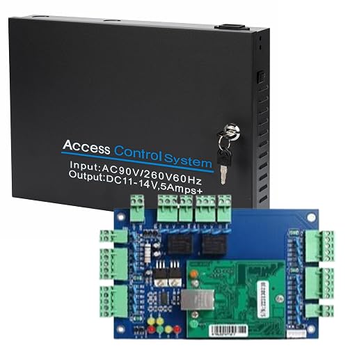 MENGQI-CONTROL 2 Doors Access Control System Core Control Components with Big Space Power Supply Box(can Put in Backup Battery) TCP/IP Network Access Control Panel,Computer Based Software