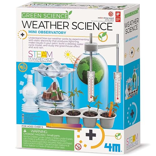 4M Green Science Weather Science Kit - DIY Mini Observatory & STEAM Toy | Explore static electricity, water cycles and cloud formation with this educational science lab for kids aged 5 and up