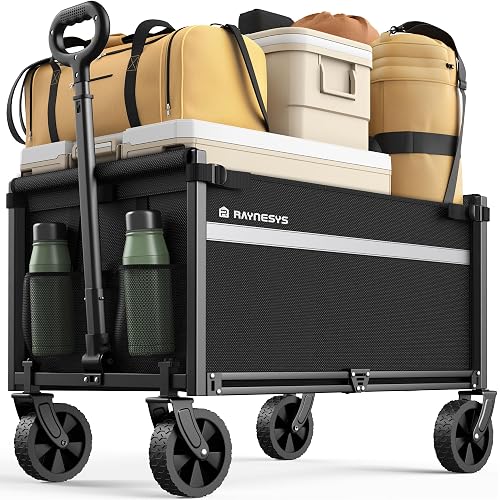 Collapsible Wagon Cart with Wheels, 220LBS for Grocery Shopping Camping | 110L Capacity Wagons Carts Foldable,220LBS Heavy Duty Wagon Carts, Lightweight Portable Utility Cart,All-Terrain Wheels