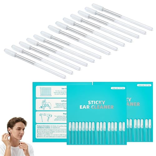 3Box Sticky Ear Cleaning Sticks, Ear Wax Removal Tool Kit, Gentle Adhesive Ear Cleaner for Adults & Kids, Disposable Soft Ear Care Swabs for Home Travel Use, Safe Ear Hygiene Cleaning Kit 72pcs