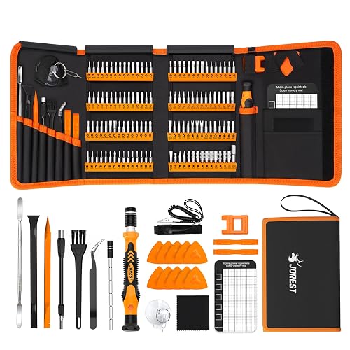JOREST 145 in 1 Electronics Precision Screwdriver Set with 120 Bits | Magnetic Repair Tool Kit for Computer, Laptop, iPhone, PC, MacBook, Nintendo, Xbox, PS5, with ESD Wrist Strap, Gifts for Men