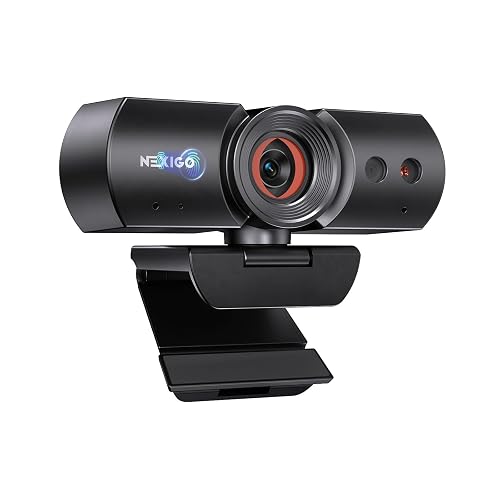 NexiGo HelloCam, 1080P Webcam with Windows Hello, True Privacy, Automatic Electronic Shutter, Computer Camera, Microphone, Facial Enhancement, HD USB Web Cam