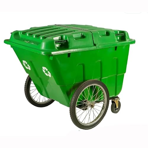 RFBXZPTADNU 400L Plastic Trash Cart with Wheels for Outdoor Janitorial | Outdoor Garbage Cart, Large Capacity Sanitation Waste Bin For Schools & Parks(K)