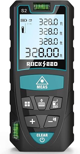 Laser Measure,RockSeed Digital Laser Distance Meter with 2 Bubble Levels,Portable M/in/Ft Unit Switching Backlit LCD and Measuring Distance/Area/Volume/Pythagorean