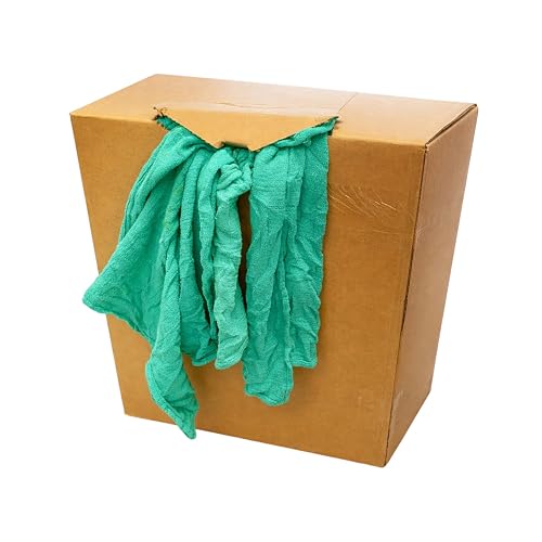 Huck Towels – 25 lb Box (~225 Recycled Rags) | 16” x 24” 100% Cotton Cleaning Cloths | Super Absorbent, Low Lint Shop Towels for Windows, Car Detailing, Janitorial & Commercial Use (Aqua Green, 25LB)