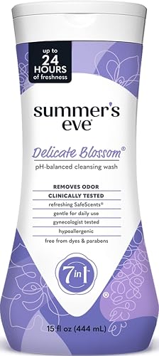 Summer’s Eve Feminine Wash, Delicate Blossom, Daily pH-Balanced Body Wash for Women, Feminine Care to Remove Vaginal Odor, Gynecologist Tested, 15 Fl Oz