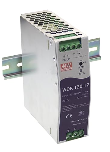 Mean Well WDR-120-24 Industrial DIN Rail Power Supply, Single Output 24VDC, 5A, 120W