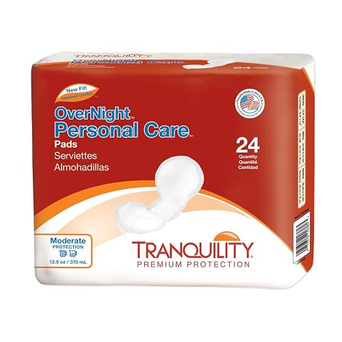 Tranquility Incontinence Personal Care Pads, Overnight Protection, Promote Dryness and Protect Against Leakage, Soft Lining & Adhesive Strip for Secure Fit in Underwear, 12.5oz Capacity, 96ct Case | Overnight Protection, Soft Lining, Adhesive Strip, Secure Fit in Underwear