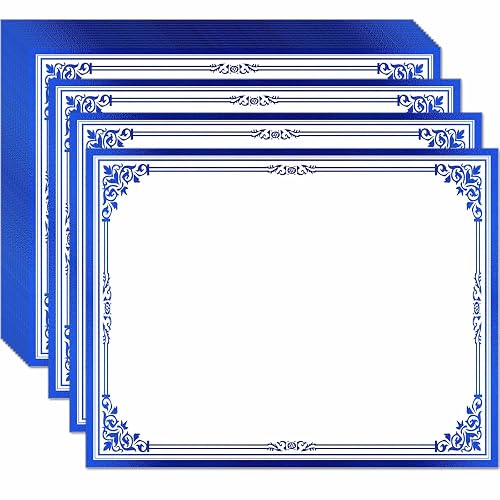 Professional Certificate Paper 8.5 x 11 for Printing, Diploma Paper, Award Certificates Paper, 80 lb, 15 Count, Gold Foil Border, for Office, Business Awards, Graduation, School (BLUE)