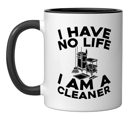 Cleaner - Janitorial Sanitation Housekeeping Cleaner Ceramic Mug, Black/White