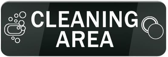 Cleaning Area Acrylic Plaque Sign, 3x9 Inch, Fade Resistant Peel And Stick, Janitorial Wall, Sanitation Supply Workspace Marker