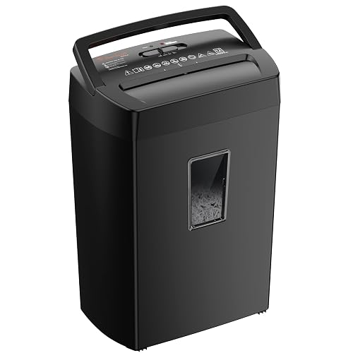 Bonsaii 12-Sheet Cross Cut Paper Shredder, 5.5 Gal Home Office Heavy Duty Shredder for Paper, Credit Card, Mail, Staples, with Transparent Window, High Security Level P-4 (C275-A)
