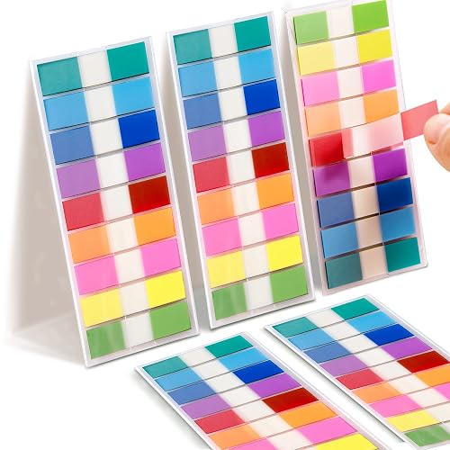 Golcellia Writable Sticky Tabs, 900 Pcs Transparent Sticky Page Marker Tabs for Document Organization, Teacher Supplies, Study Aids, Office Supplies, Colorful Tabs