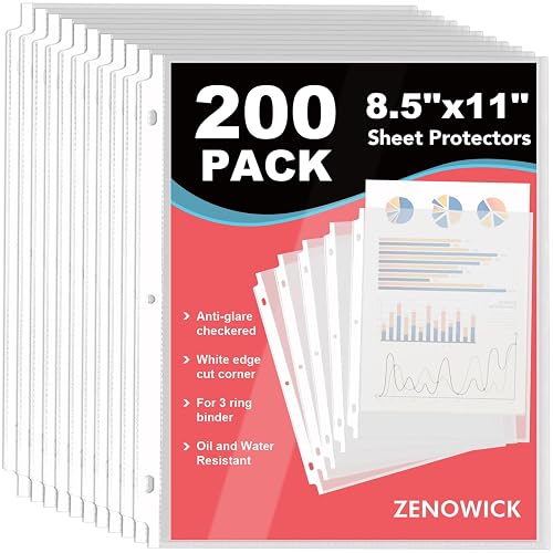 200 Pack Sheet Protectors 8.5 x 11 Clear Page Protectors for 3 Ring Binder | Plastic Sleeves for Papers, Top Loading Paper Protector Perfect for Documents & Photos, Office Supplies