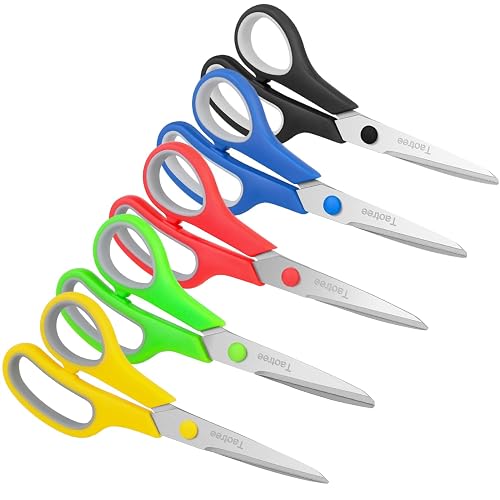 Scissors for Office, Taotree 8"Scissors All Purpose Bulk Set of 5-Pack | School Supplies Student Teacher Classroom, Sharp Craft Shears for Office Home Sewing Fabric, Right/Left Handles, Same Size