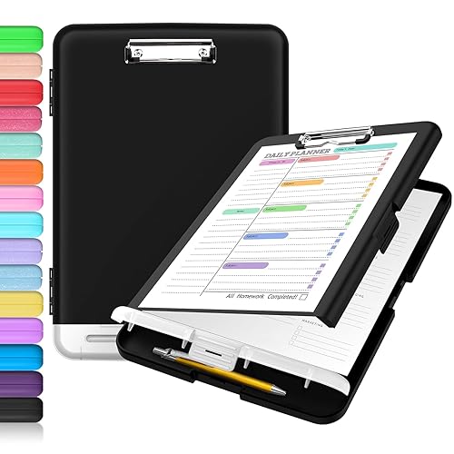 Sooez Clipboard with Storage, Clip Board 8.5 x 11 with Pen Holder, High Capacity Plastic Organization Case Box for Letter Legal A4 Size Paper, Nurses Teachers Must Haves, School & Office Supplies