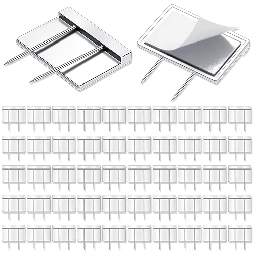 Amylove 80 Pcs Silver Cubicle Pins Partition Long Push Pins Fabric Clips Cubicle Name Plate Holders for Office Furniture Corkboard Fabric Mounting