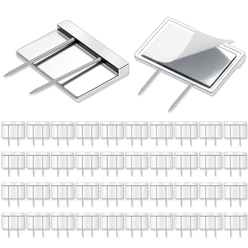 Amylove 40 Pcs Silver Cubicle Pins Partition Long Push Pins Fabric Clips Cubicle Name Plate Holders for Office Furniture Corkboard Fabric Mounting