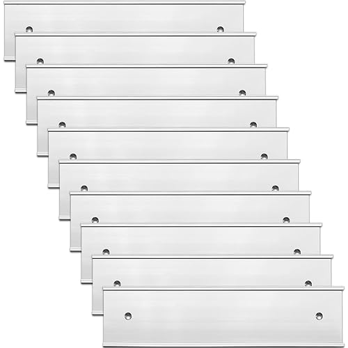 10 Pack 2" x 8" Aluminum Name Plate Wall or Door Holder Silver | with Double Sided Tape